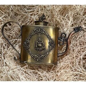 Antique Chinese Brass Bodhisattva Teapot with Foo Dog Spout & Prosperity Seal